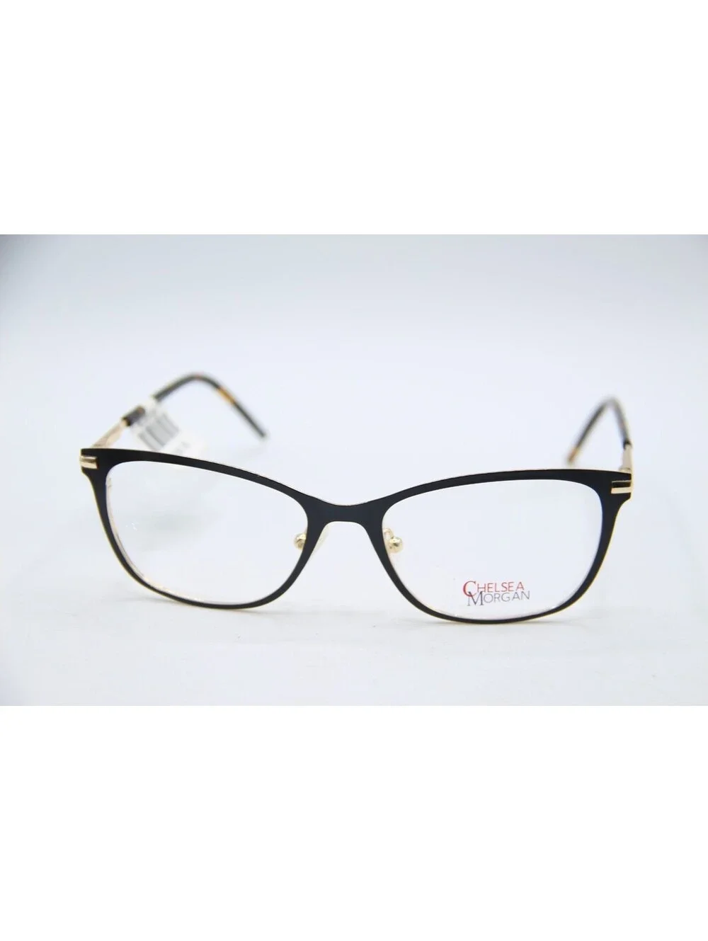 Chelsea Morgan Cm 8000 Bk Black Gold Authentic Eyeglasses 53-17-140